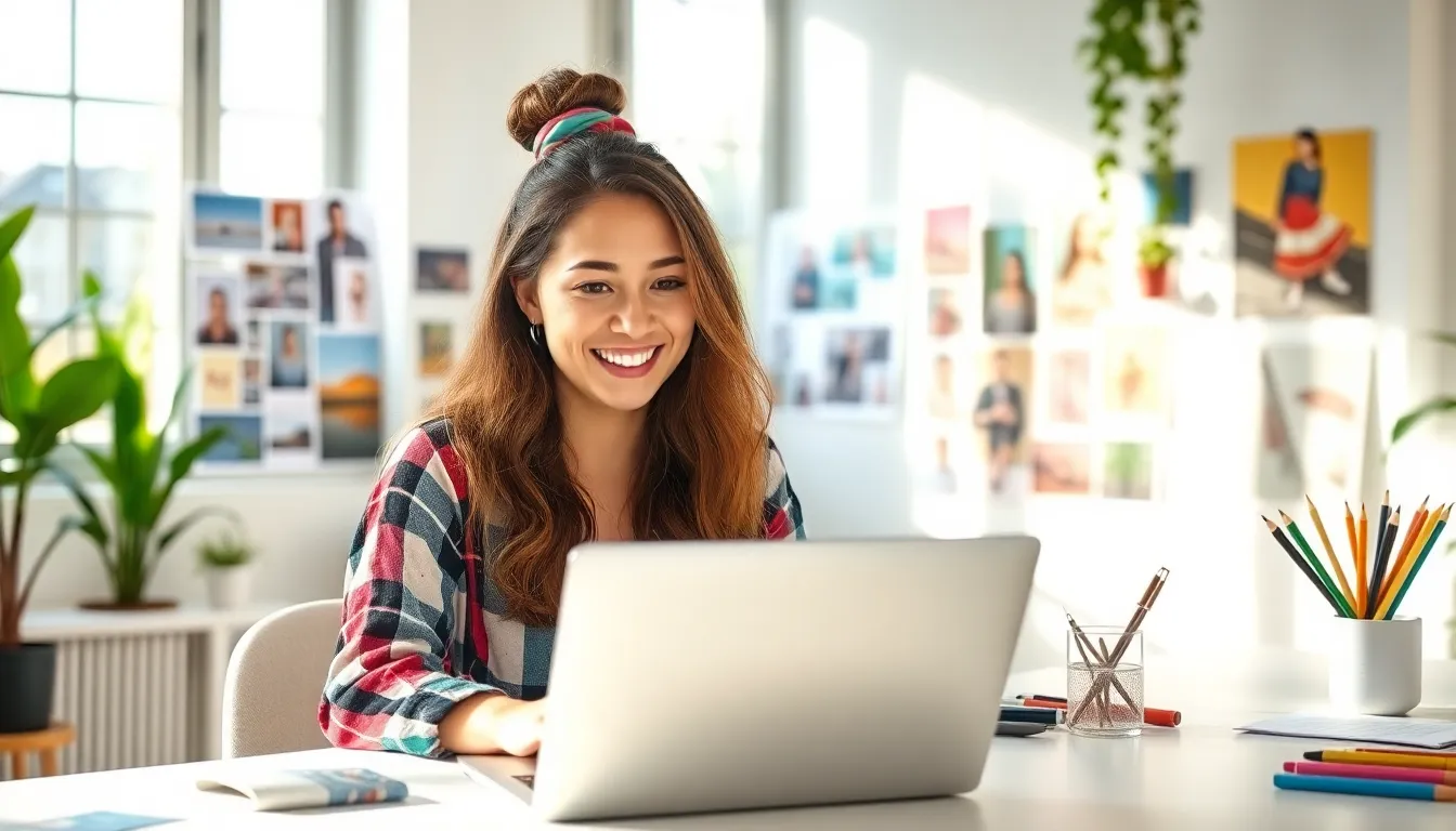 Lizzybee1395 creating content in a colorful, vibrant workspace.